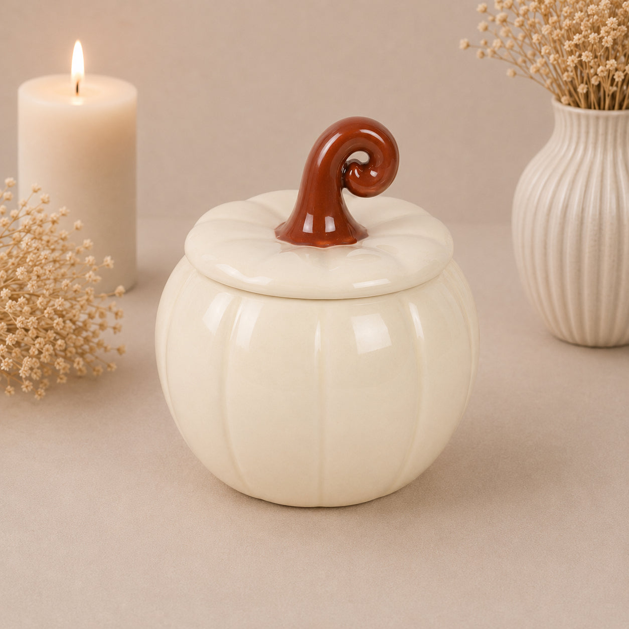 Keramische Waxbrander Pompoen (creme)