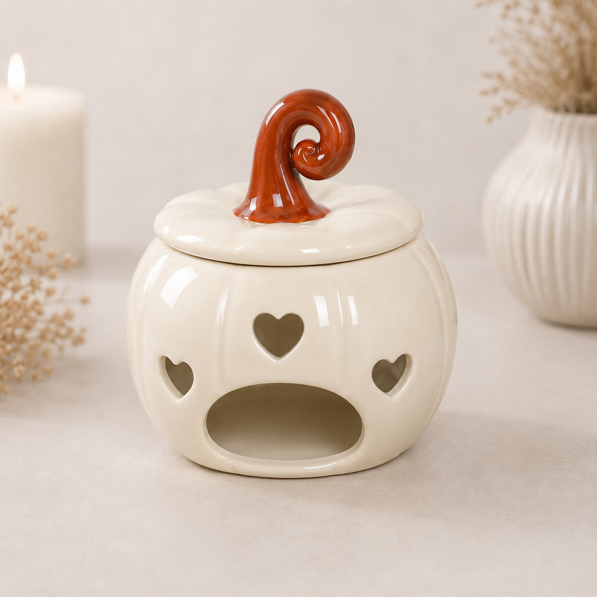 Keramische Waxbrander Pompoen (creme)